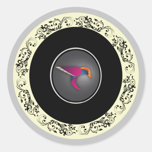 Sticker Rond Beau colibri violet (Devant)