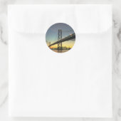 Sticker Rond Beau coucher de soleil : Bay Bridge, San Francisco (Sac)