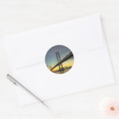 Sticker Rond Beau coucher de soleil : Bay Bridge, San Francisco (Enveloppe)