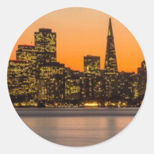 Sticker Rond Beau coucher du soleil à San Francisco