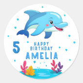 Sticker Rond Beau Dauphin Sea Animaux Anniversaire (Devant)