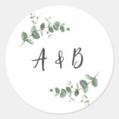 Sticker Rond Beau délicat mariage de feuillage d'eucalyptus (Devant)