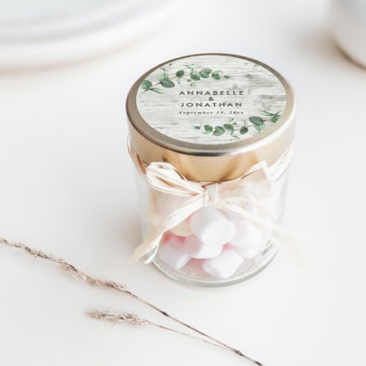 Sticker Rond Beau délicat mariage en bois blanc d'eucalyptus
