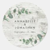 Sticker Rond Beau délicat mariage en bois blanc d'eucalyptus (Devant)