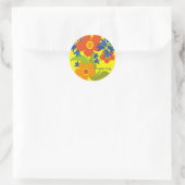 Sticker Rond Beau design floral simple été (Sac)