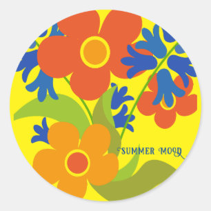 Sticker Rond Beau design floral simple été