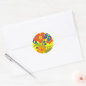 Sticker Rond Beau design floral simple été (Enveloppe)