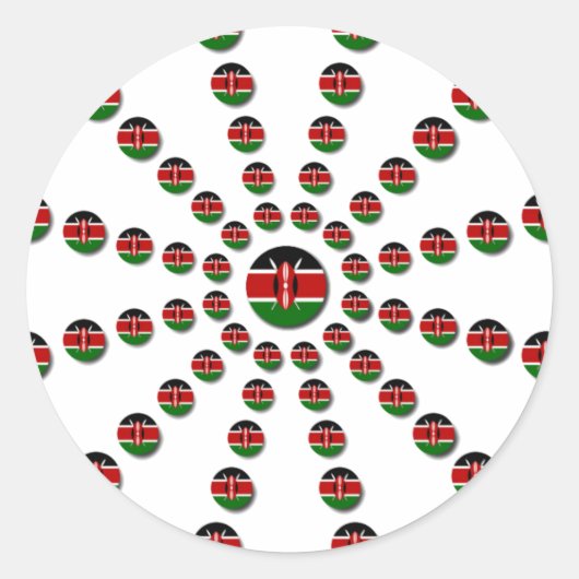 Sticker Rond Beau Drapeau circulaire kenyan : Un design radial (Devant)