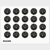 Sticker Rond Beau Elégant Mariage noir et or Tuxedo (Feuille)