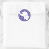 Sticker Rond Beau éléphant blanc avec arrière - plan amusant (Sac)