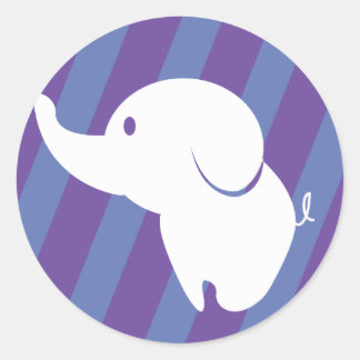 Sticker Rond Beau éléphant blanc avec arrière - plan amusant