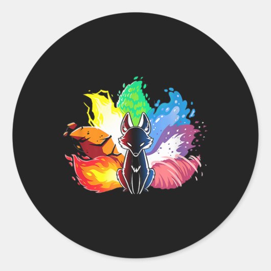 Sticker Rond Beau esprit de kitsune fox japan 33 (Devant)