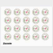 Sticker Rond Beau Flamant rose et palmiers Dire amusant (Feuille)