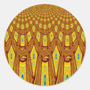 Sticker Rond Beau Golden Brown Africain Tribal Imprimé vecteur