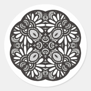 Sticker Rond Beau griffonnage de carré noir de Deco