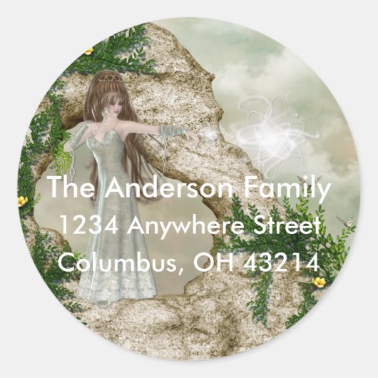 Sticker Rond Beau Imaginaire magique elfe Adresse de retour Lab (Devant)