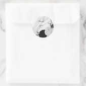 Sticker Rond Beau marbre noir & blanc fleurs (Sac)