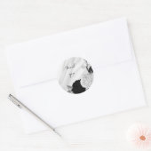 Sticker Rond Beau marbre noir & blanc fleurs (Enveloppe)