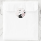 Sticker Rond Beau marbre noir & rose fleurs (Sac)