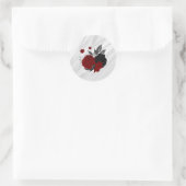 Sticker Rond Beau marbre noir & rouge fleurs (Sac)