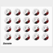 Sticker Rond Beau marbre noir & rouge fleurs (Feuille)