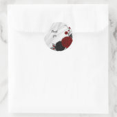 Sticker Rond Beau marbre noir & rouge fleurs (Sac)