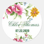 Sticker Rond Beau Mariage de fleurs de printemps (Devant)
