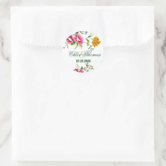 Sticker Rond Beau Mariage de fleurs de printemps (Sac)