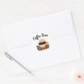 Sticker Rond Beau Matin Café Heure (Enveloppe)
