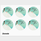 Sticker Rond Beau Merci de luxe Turquoise et blanc (Feuille)