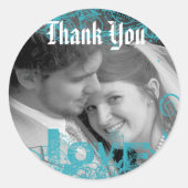 Sticker Rond Beau Merci dentelle Mariage votre photo (Devant)