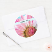 Sticker Rond Beau Merci photo à fleurs roses rapprochées (Enveloppe)