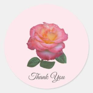 Sticker Rond Beau Merci rose rose