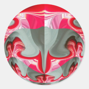 Sticker Rond beau motif ART design géométrique rouge cendré