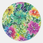 Sticker Rond Beau Motif de fleurs d'aquarelle (Devant)