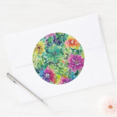 Sticker Rond Beau Motif de fleurs d'aquarelle (Enveloppe)