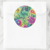 Sticker Rond Beau Motif de fleurs d'aquarelle (Sac)