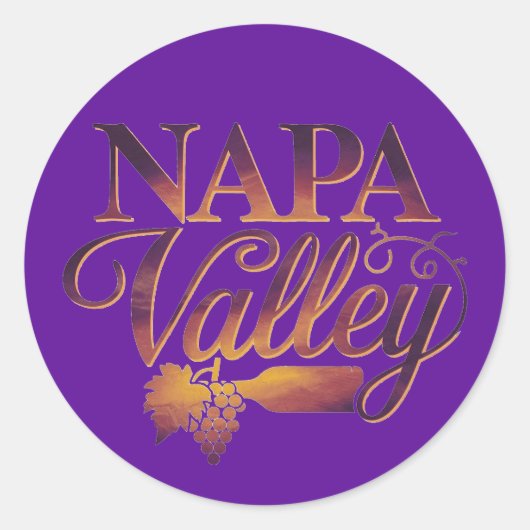 Sticker Rond Beau Napa Valley Vin et raisin (Devant)