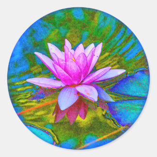 Sticker Rond Beau Nénuphar Lotus Blossom Yoga