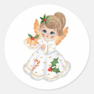 Sticker Rond Beau Noël Petit Ange