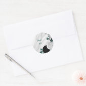Sticker Rond Beau noir blanc turquoise fleurs marbre (Enveloppe)