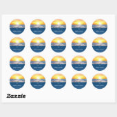 Sticker Rond Beau Ocean Sunrise Merci Mariage (Feuille)