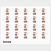 Sticker Rond Beau Oiseau de Noël Whimsical (Feuille)