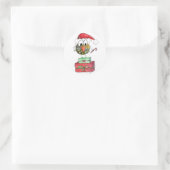 Sticker Rond Beau Oiseau de Noël Whimsical (Sac)