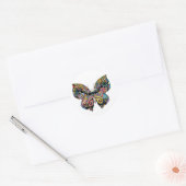 Sticker Rond Beau papillon illustré (Enveloppe)