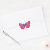 Sticker Rond Beau papillon rouge Extraordinaire rose et violet (Enveloppe)
