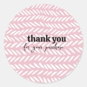 Sticker Rond Beau pastel herringbone motif sur rose merci (Devant)