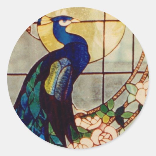 Sticker Rond Beau Peacock en verre teint (Devant)