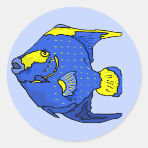 Sticker Rond Beau poisson perroquet bleu tropical