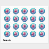 Sticker Rond Beau poisson rose Betta (Feuille)